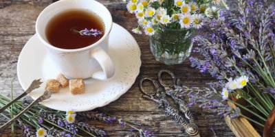 Levandulový čaj, levandule, heřmánek